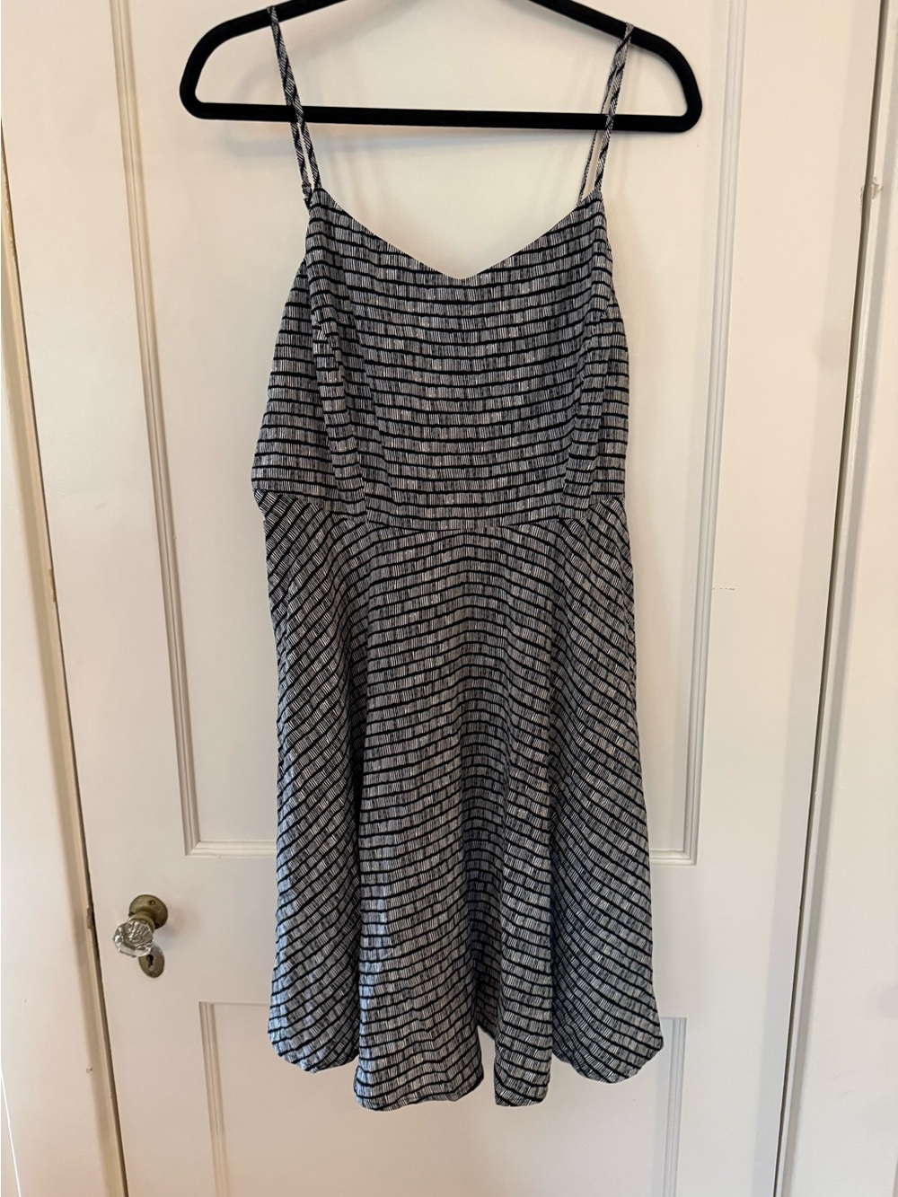 Old Navy Black & White Striped Spaghetti Strap fit and flare Dress